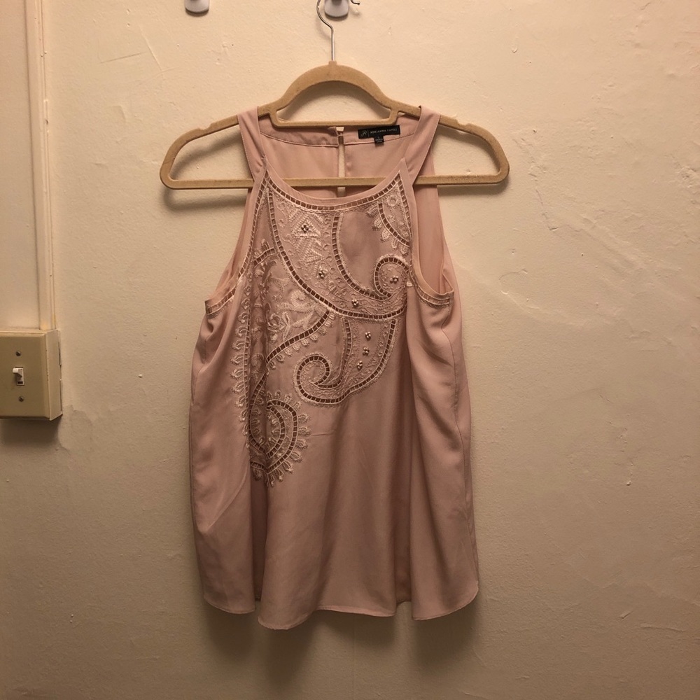 Adrianna Papell pink silk halter
